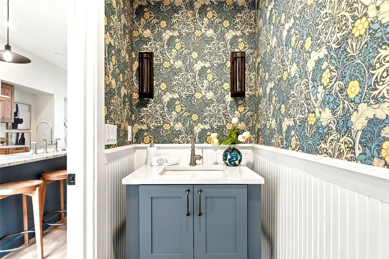1st Floor Half Bath with Designer Wallpaper - 2534 1ST AVE N, ST PETERSBURG