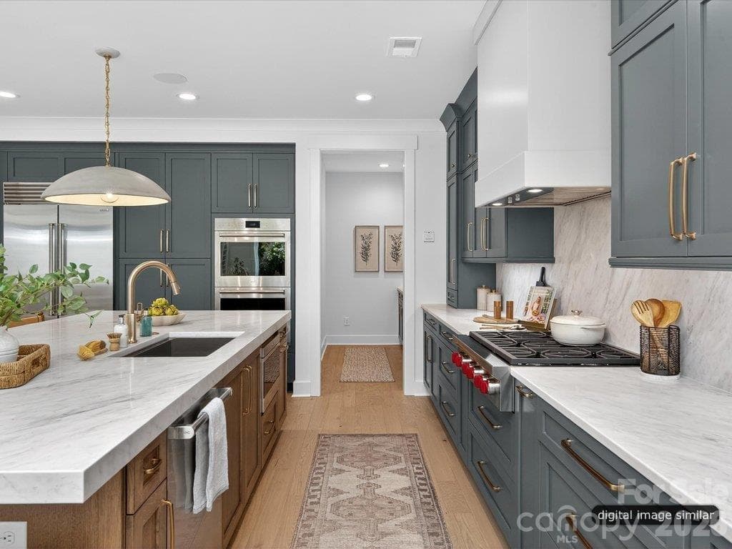 Kitchen flows into Butlers Pantry - 305 Weddington Grove Lane, Weddington
