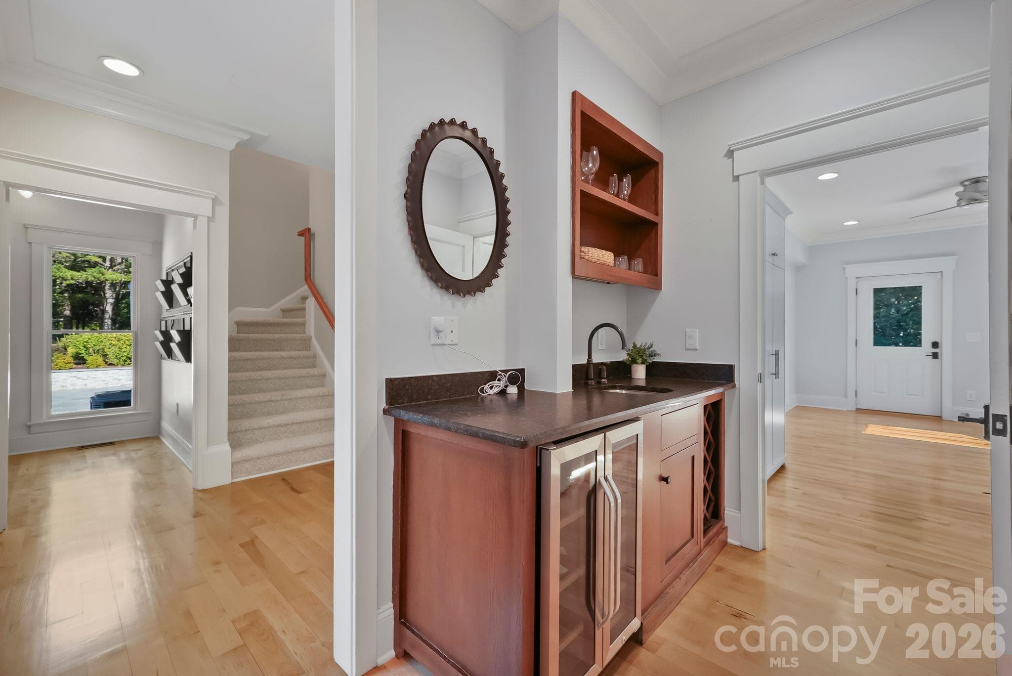 Dedicated wet bar with beverage refrigerator - 268 Milford Circle, Mooresville