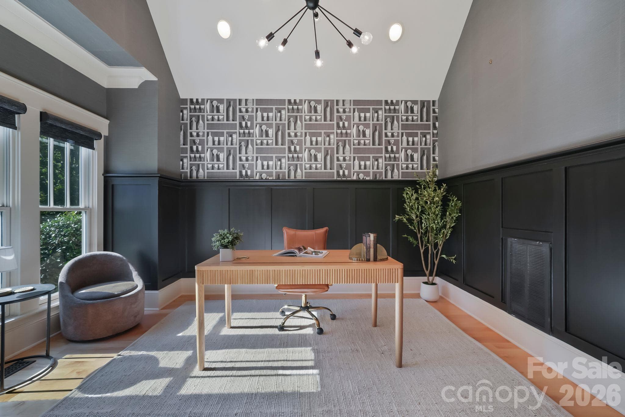 Dramatic millwork, statement wallpaper, soaring ceilings, and abundant natural light. - 268 Milford Circle, Mooresville