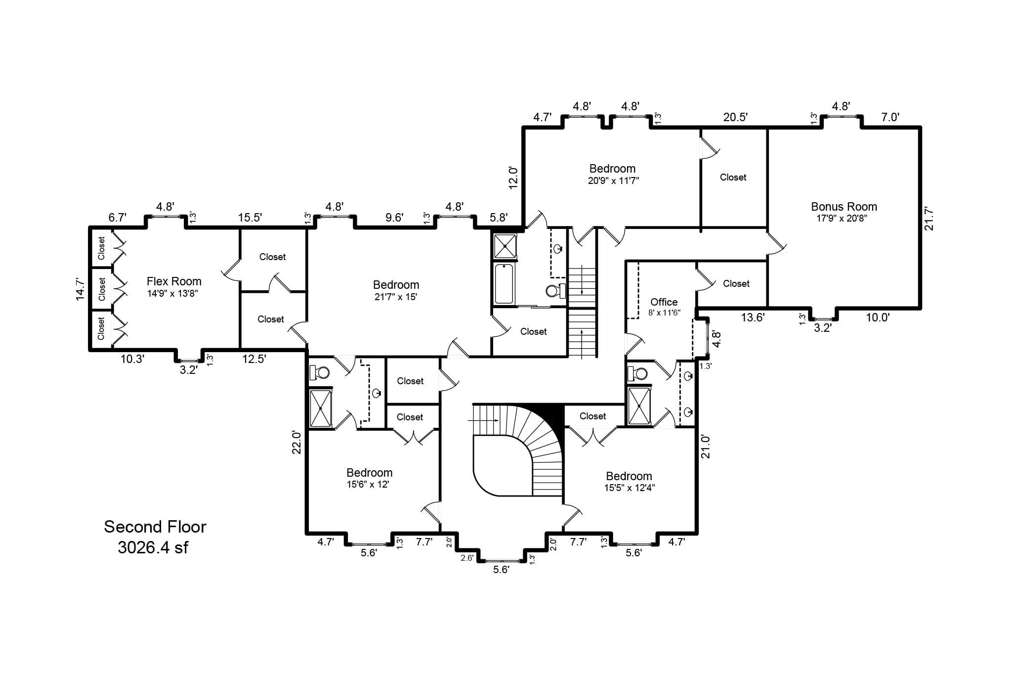 Upper-level floor plan - 3452 Sharon Road, Charlotte