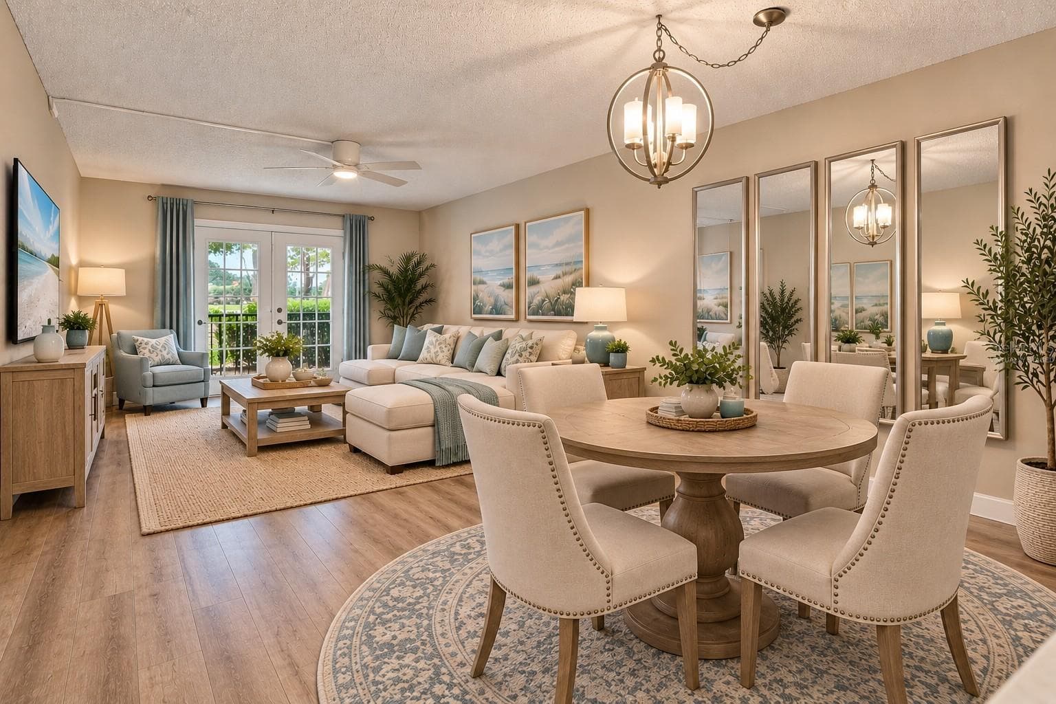 Living Room and Dining Room - Virtually Staged - 7500 40TH AVE W #105, BRADENTON
