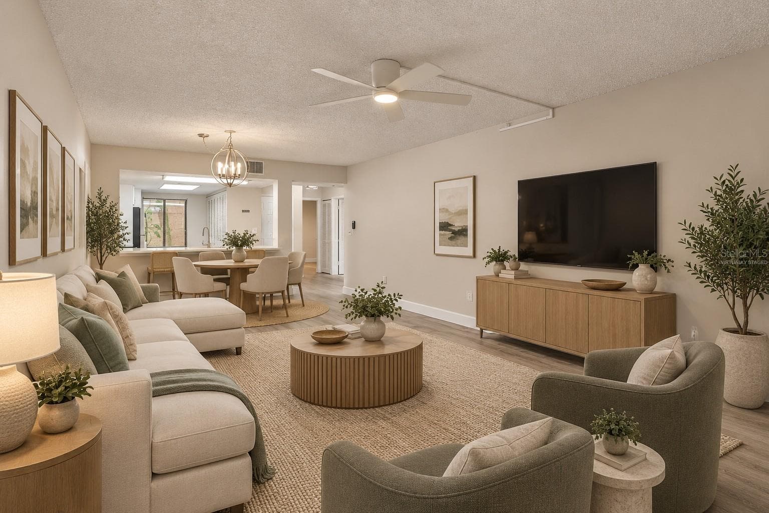 Living Room and Dining Room - Virtually Staged - 7500 40TH AVE W #105, BRADENTON
