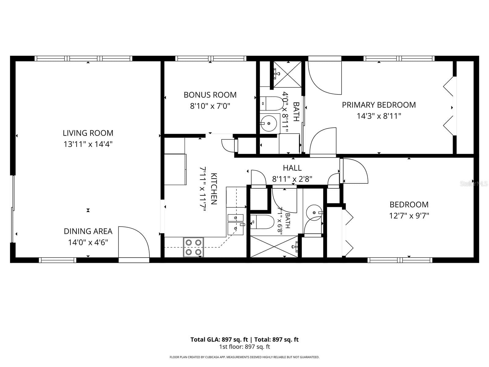 Floorplan with Dimensions - 144 AMERICANA CT NE #218, ST PETERSBURG