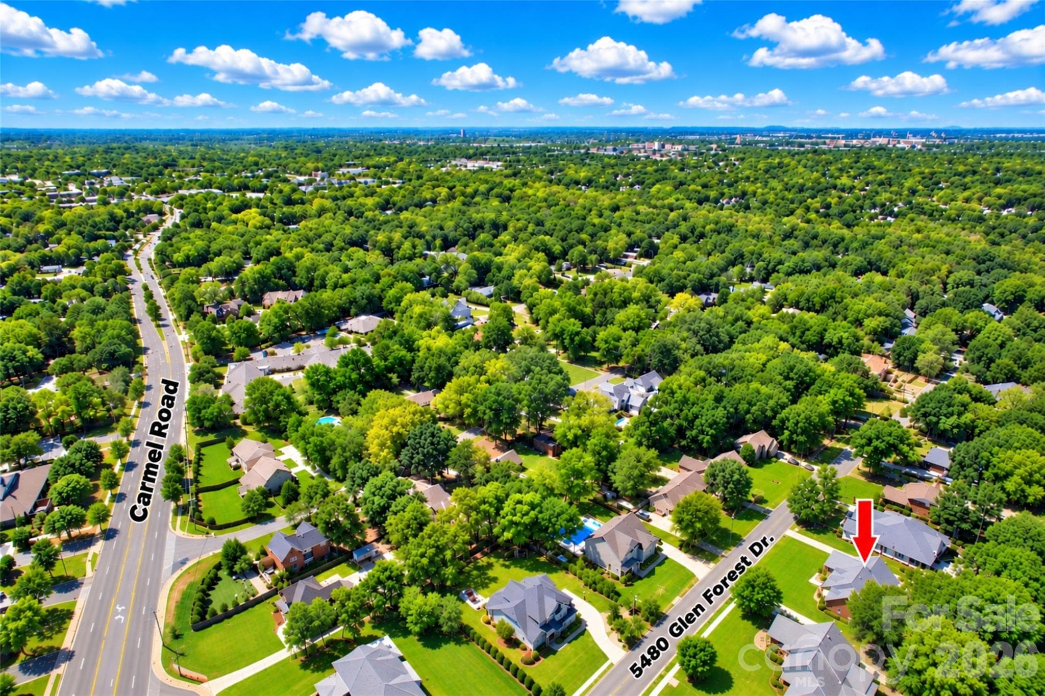 Ballantyne Area and Pineville to the south. - 5480 Glen Forest Drive, Charlotte