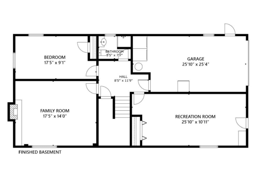 Lower finished level floor plan - Asheville