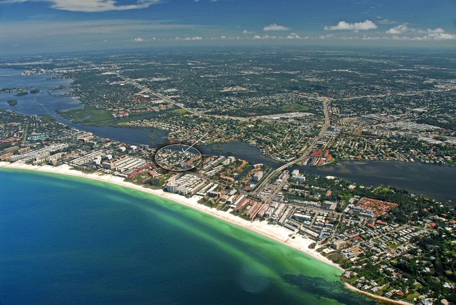 Aerial View of Polynesian Gardens & Siesta Key Beach - 1229 MOONMIST CIR #P6, SARASOTA