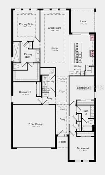 Floor Plan ~ Additional Highlights Include: whole house 8' interior doors and quartz countertops - 5222 EDENMORE ST, ST CLOUD