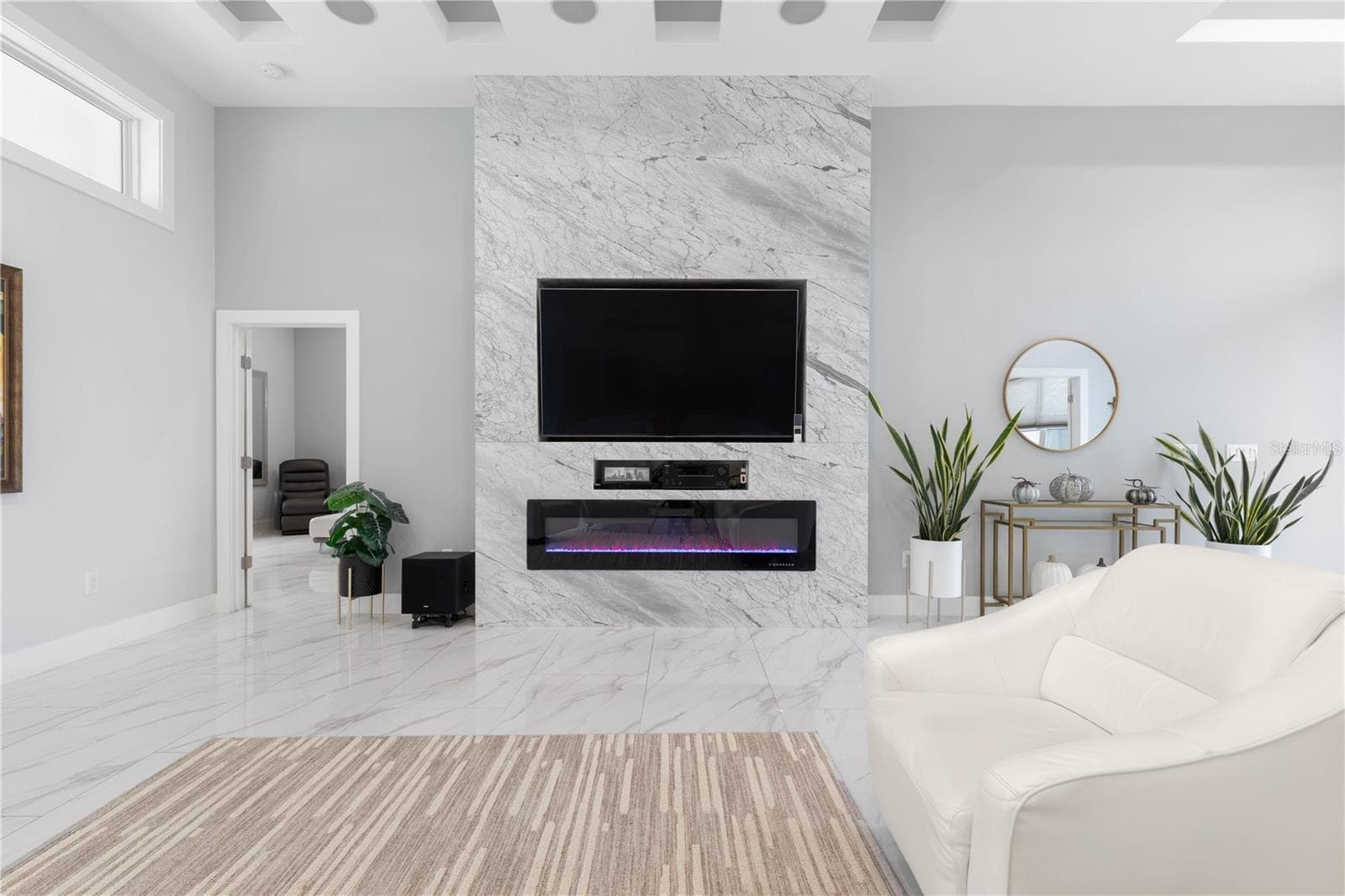 Electric fireplace lined up marble - 2 ROBIN PL, PALM COAST