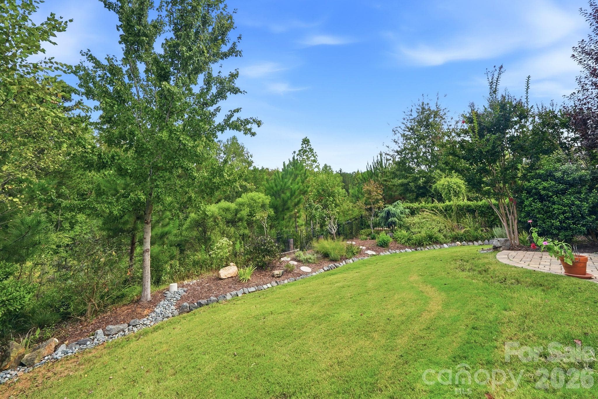 Backyard landscaping - 2029 Burton Point Court, Waxhaw