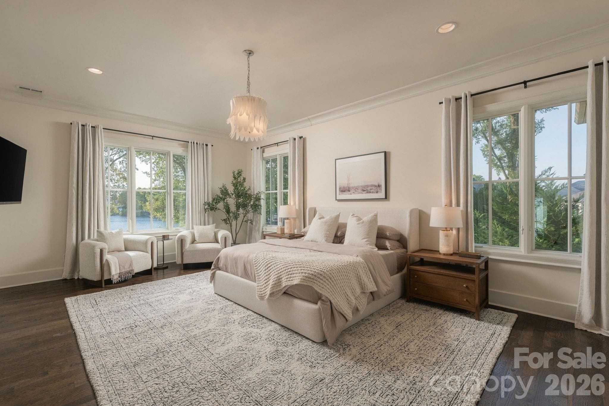 Bedroom 3 is large, bright and has lovely lake views, ensuite bath & access to the upstairs back deck! - 21215 Senlac Lane, Cornelius