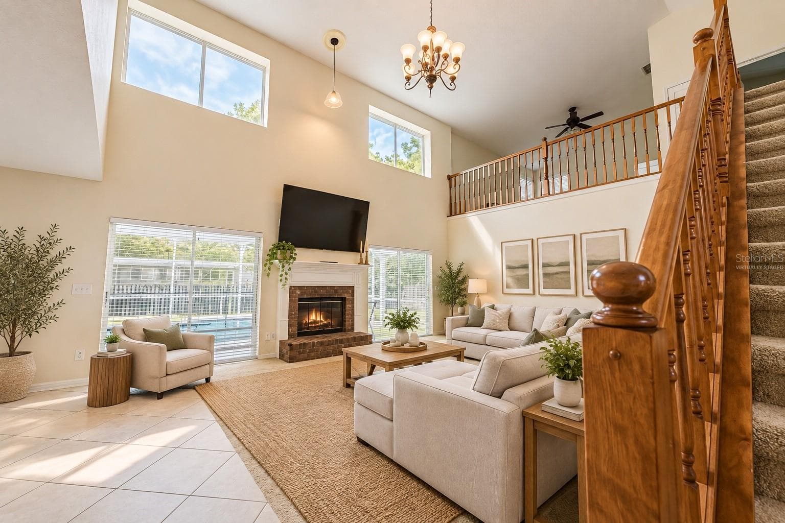 Family Room Virtually Staged - 349 BENTLEY ST, OVIEDO