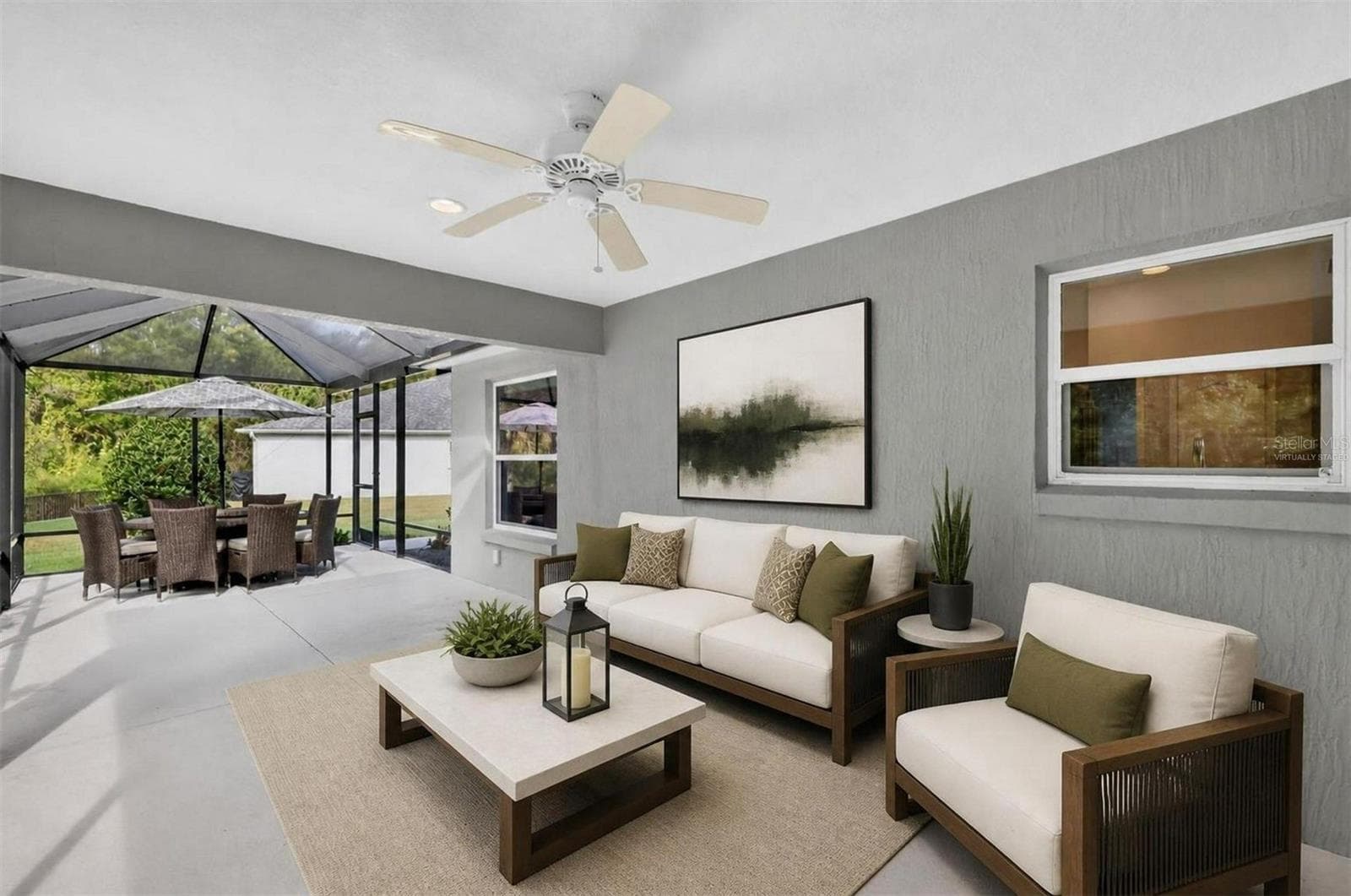 Expansive Lanai with Extended Birdcage with PRIVATE PRESERVE VIEWS-Virtually Staged - 3254 ZIPPERER WAY, THE VILLAGES