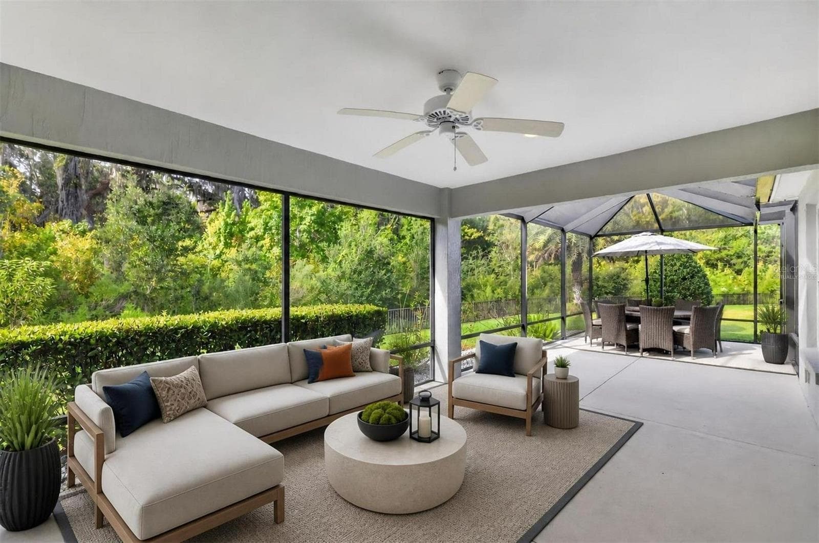 Expansive Lanai with Extended Birdcage with PRIVATE PRESERVE VIEWS-Virtually Staged - 3254 ZIPPERER WAY, THE VILLAGES