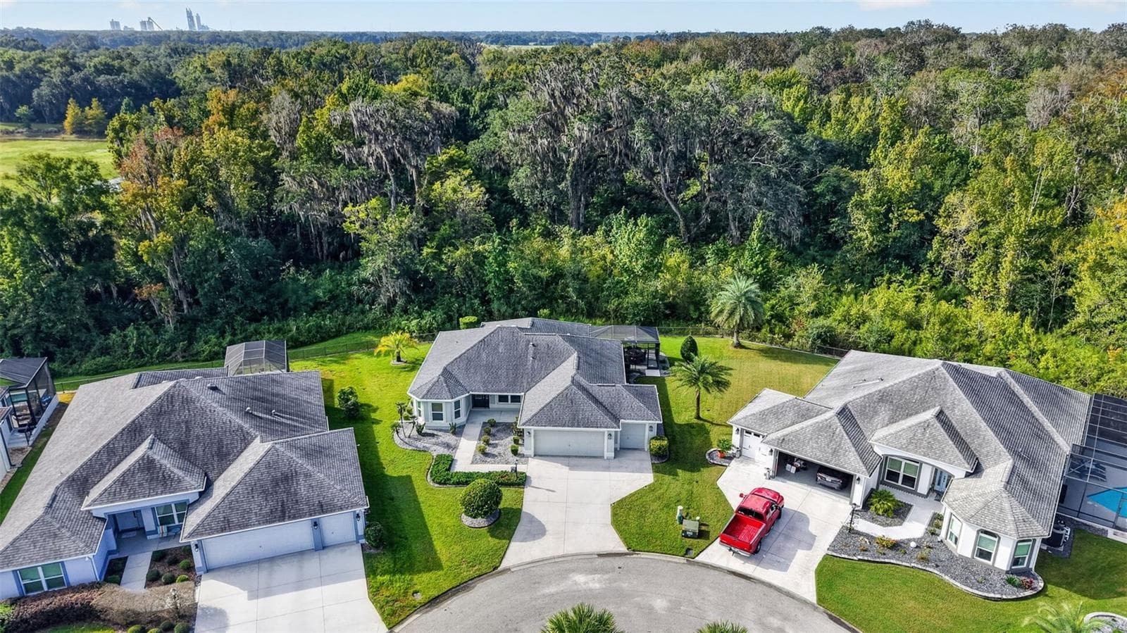Aerial Front Elevation with PRESERVE VIEWS - 3254 ZIPPERER WAY, THE VILLAGES