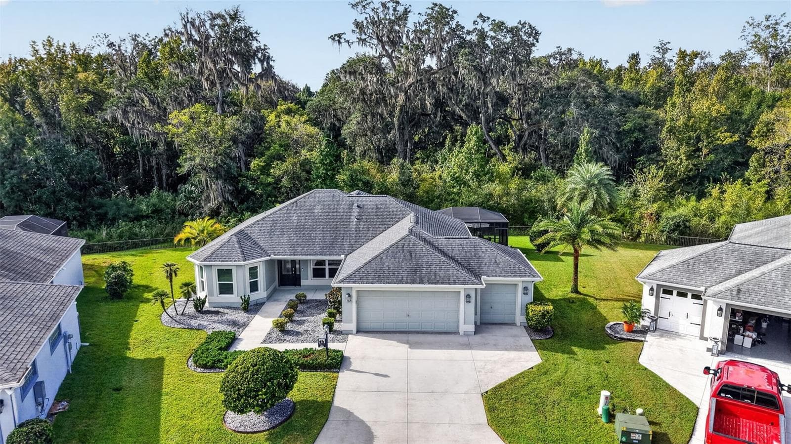 Aerial Front Elevation with PRESERVE VIEWS - 3254 ZIPPERER WAY, THE VILLAGES