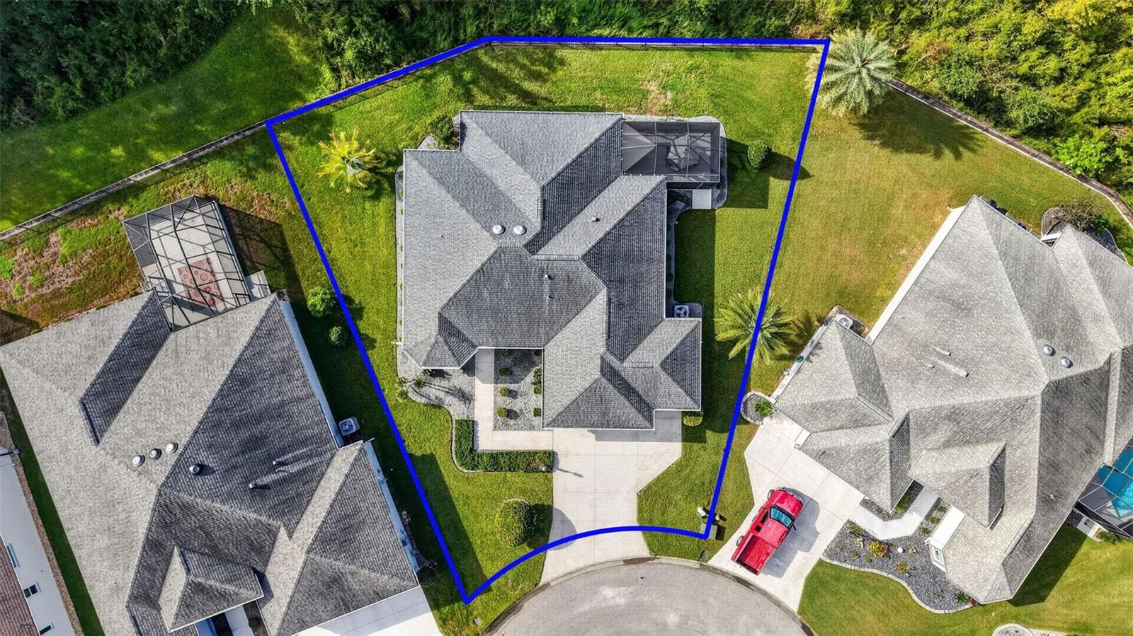 Aerial Front Elevation with Property Lines and PRESERVE VIEWS - 3254 ZIPPERER WAY, THE VILLAGES