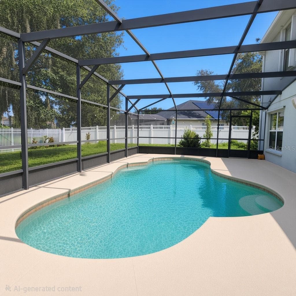 Sparkling screened in pool - 3899 CEDAR HAMMOCK TRL, ST CLOUD