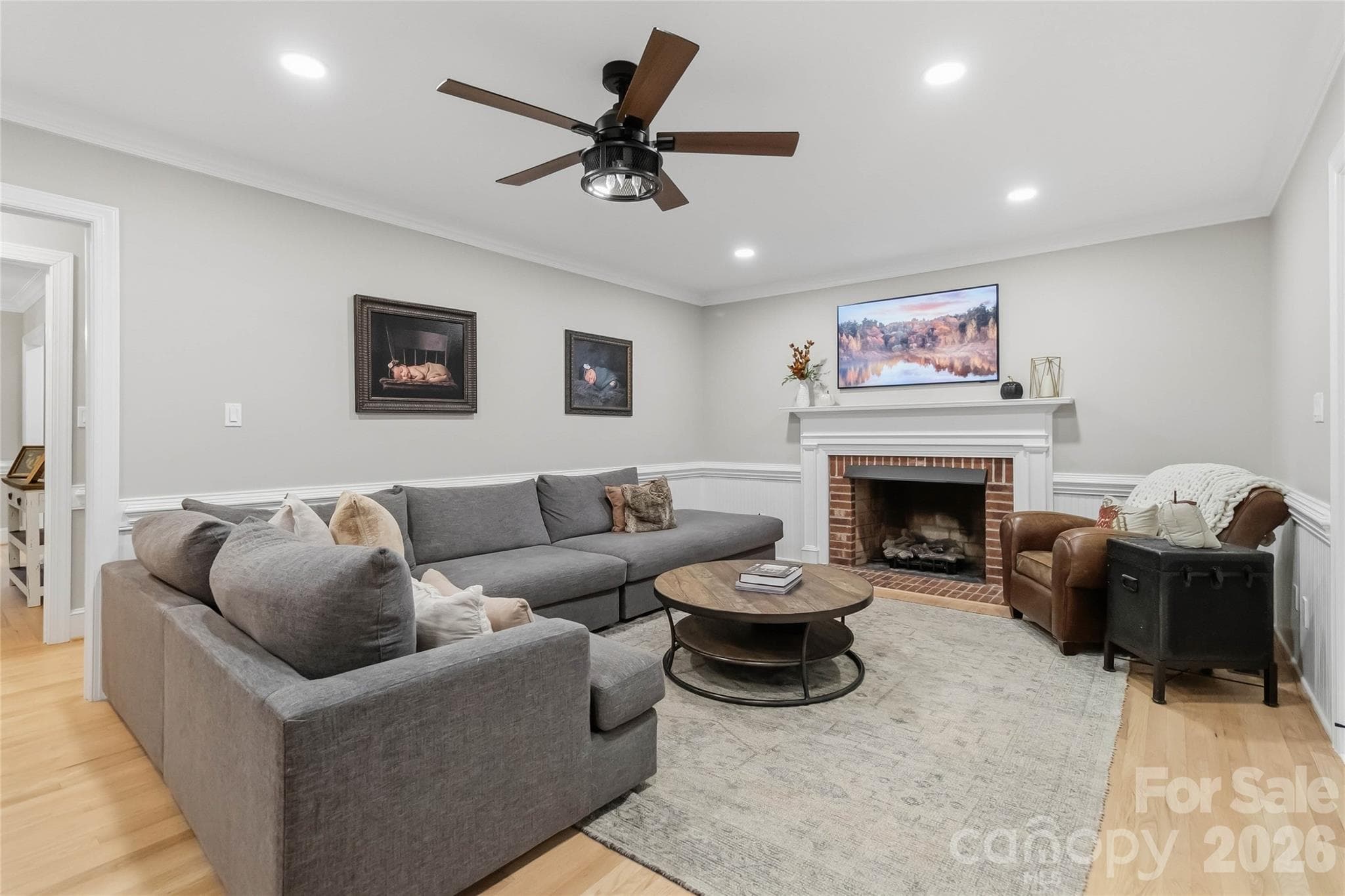 Family room with Fireplace - 9414 Tillot Drive, Matthews