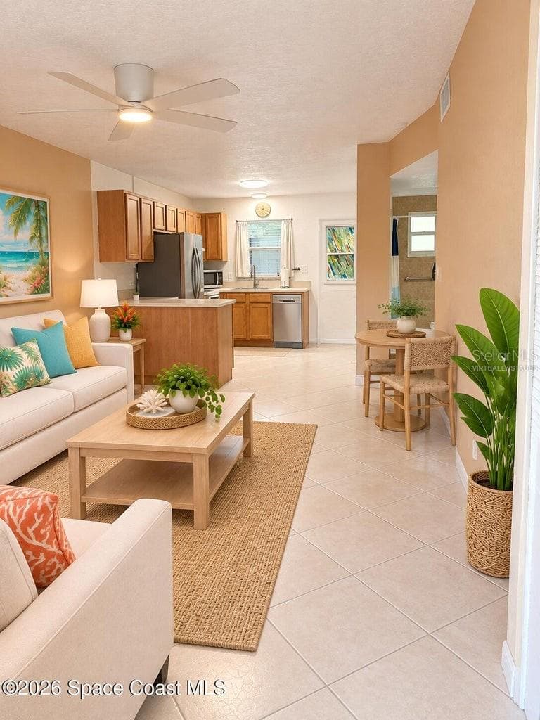 Virtually Staged Living Room - 236 WOODLAND AVE #1, COCOA BEACH