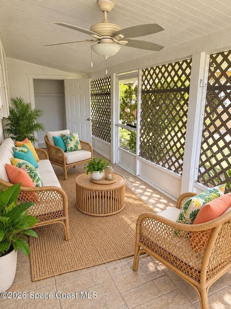Virtually Staged Screened Porch - 236 WOODLAND AVE #1, COCOA BEACH