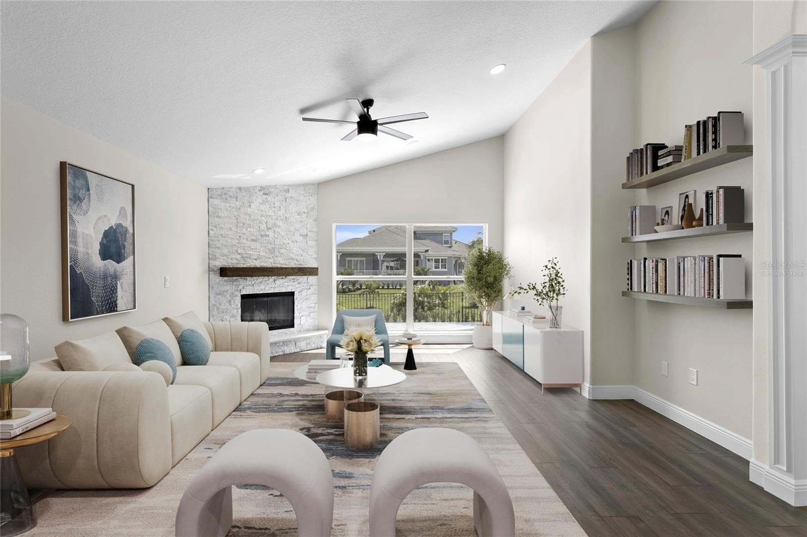 Virtually staged family room - 6402 RUBIA CIR, APOLLO BEACH