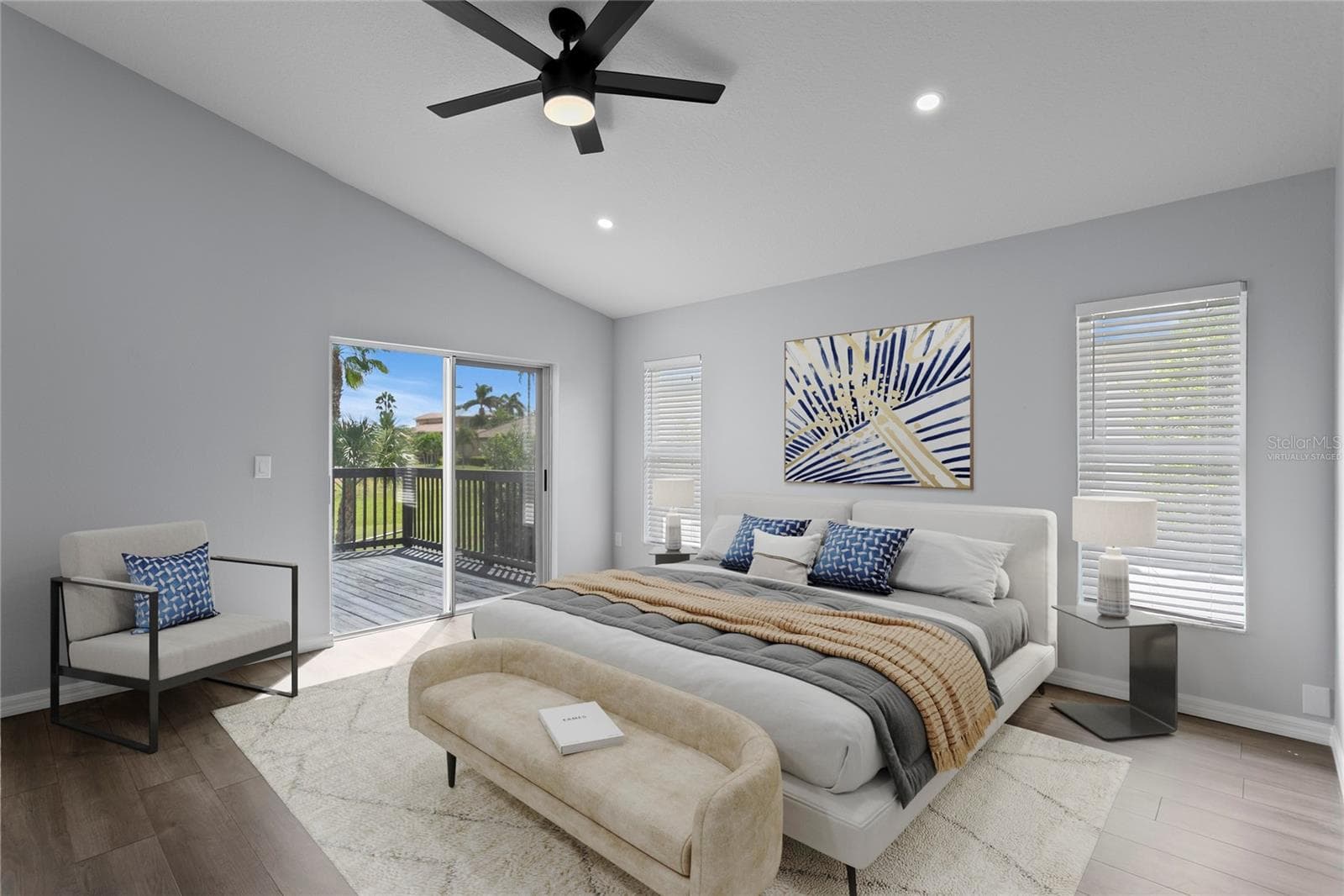 Virtually staged primary bedroom. - 6402 RUBIA CIR, APOLLO BEACH
