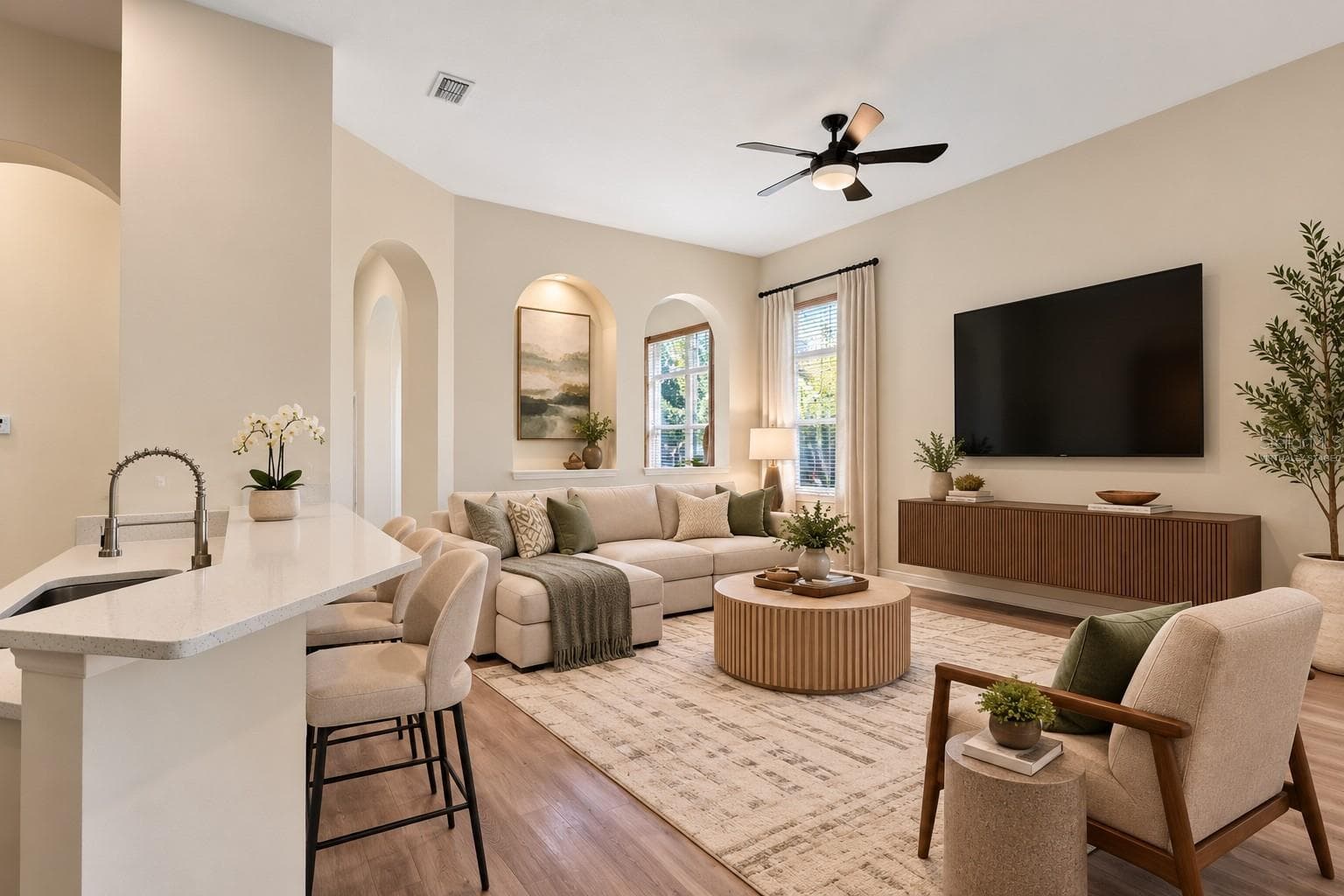 Virtually Staged Living Room Second Configuration - 2900 BONITA CIR, KISSIMMEE