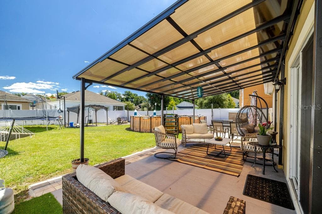 Covered back patio in fully fenced backyard - 252 SHERRI LEE LN, DELAND