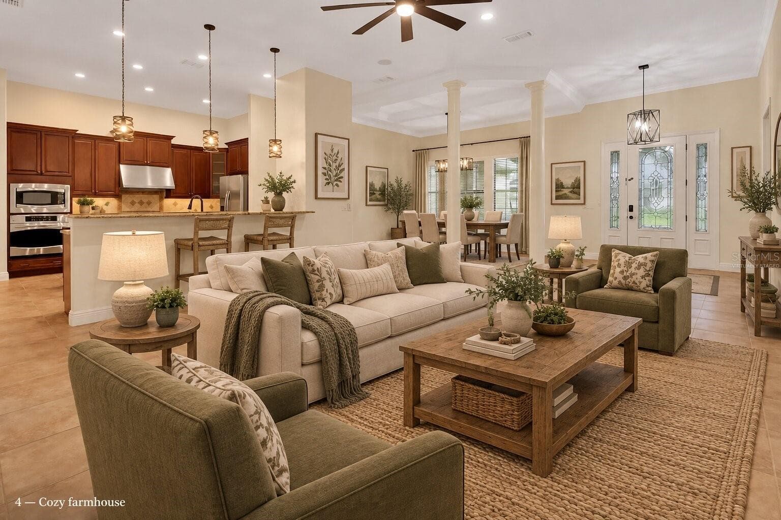 Virtually staged living room - 502 VICTORIA HILLS DR, DELAND