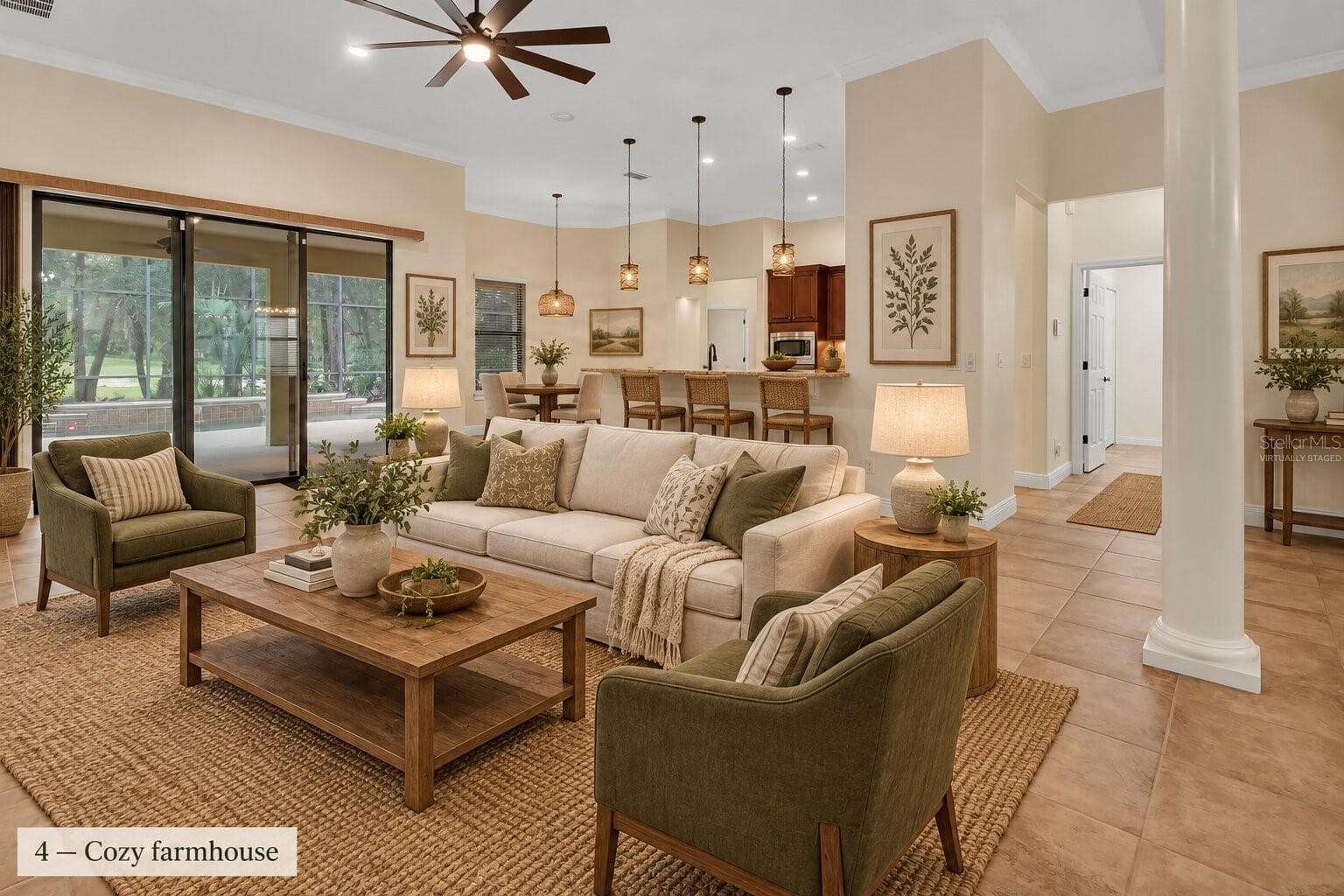 Virtually staged living room - 502 VICTORIA HILLS DR, DELAND