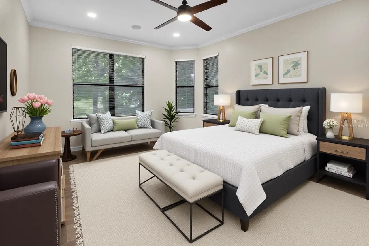 Virtually staged Primary bedroom - 502 VICTORIA HILLS DR, DELAND