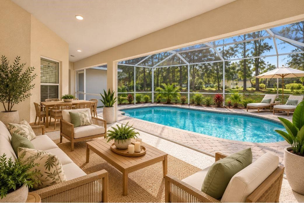 Virtually staged lanai with pool. - 2820 E NEWHAVEN ST, INVERNESS