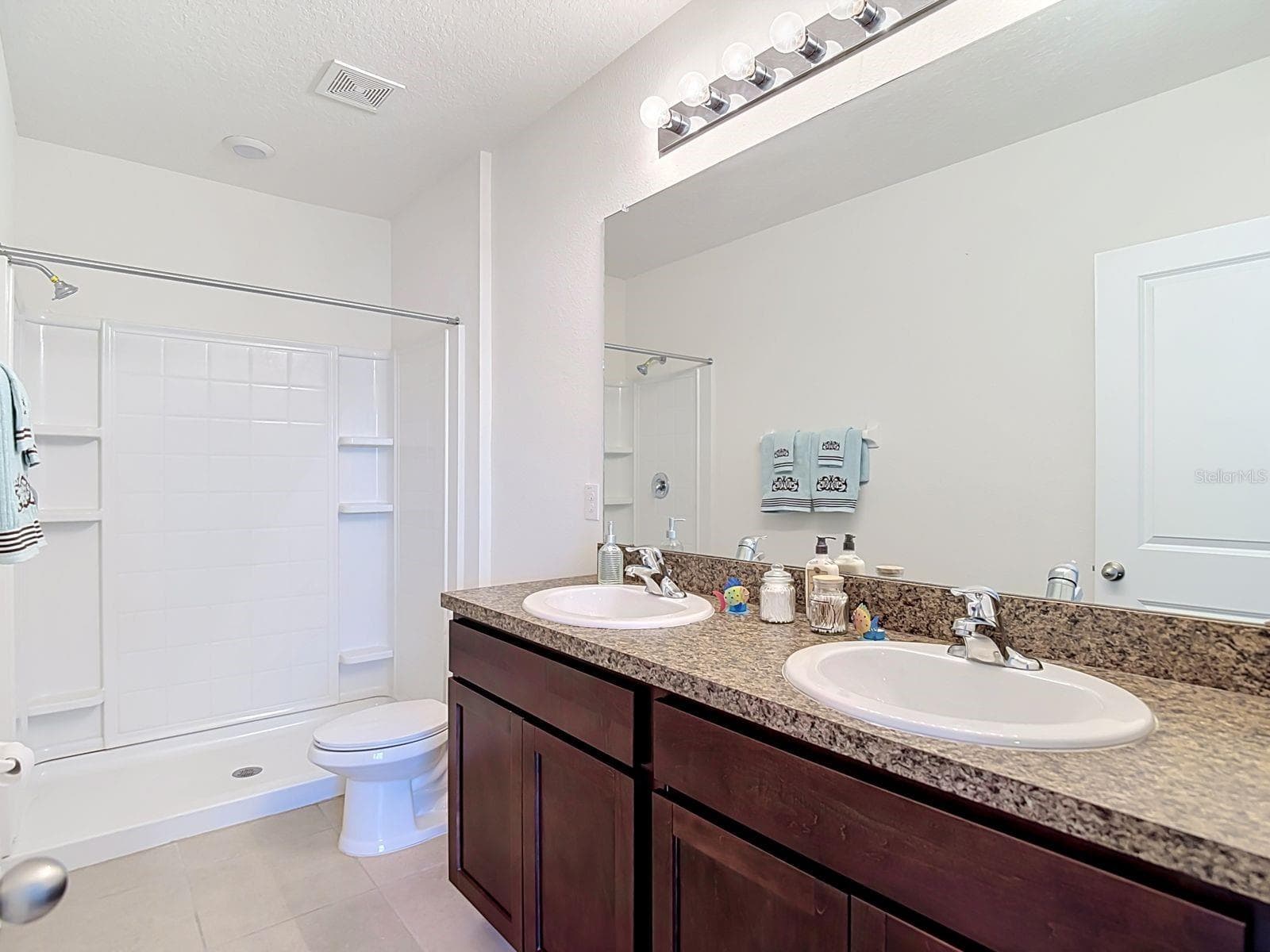 Primary bath with dual sinks and walk in shower - 3328 PLEASANT WILLOW CT, BRANDON