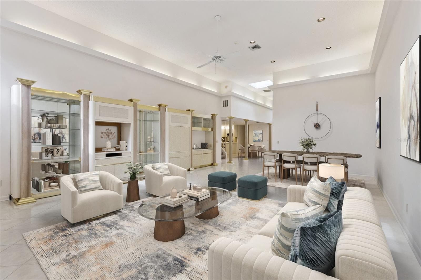 Virtual stage living and dining room - 221 PINE CONE LN, LONGWOOD