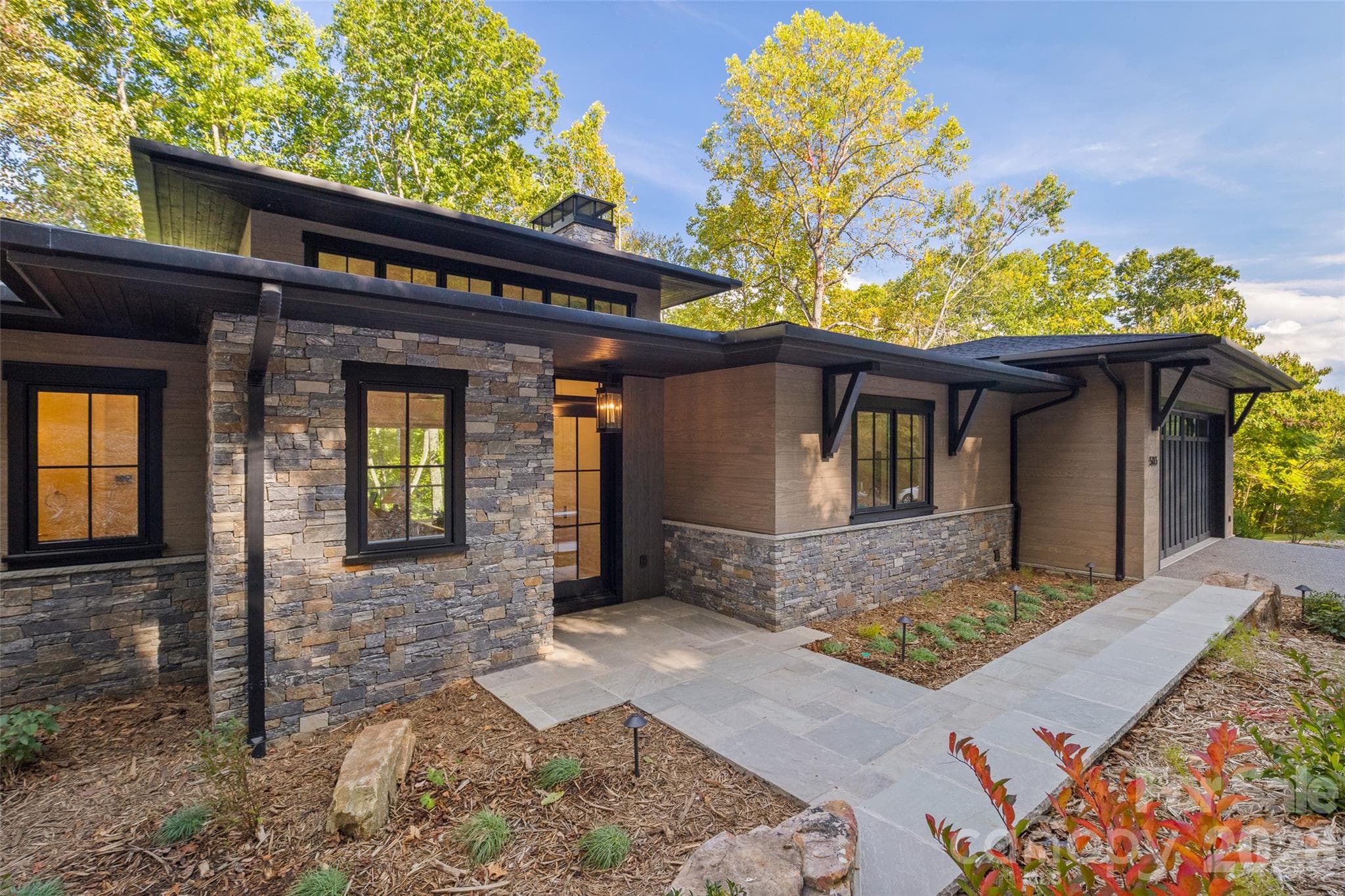 Flagstone path to front entry - 505 Barrington Drive, Asheville