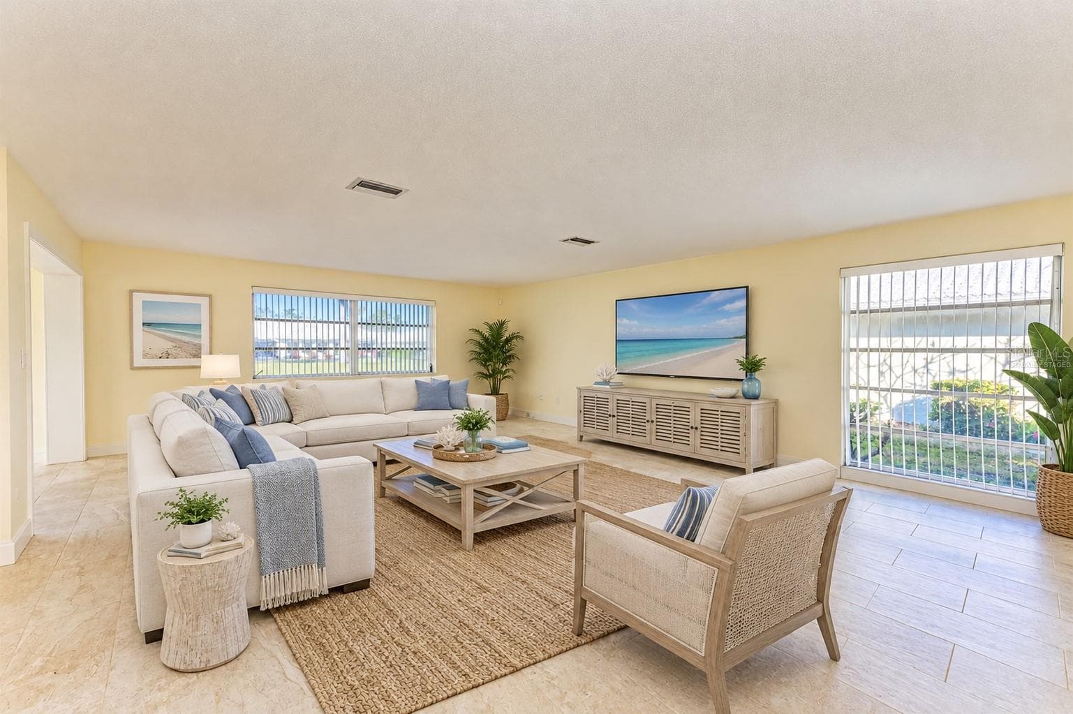 Virtually staged living room - 6704 11TH AVE W, BRADENTON