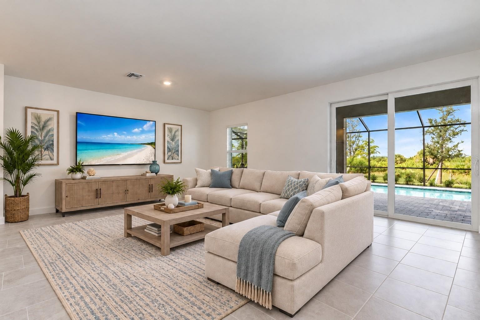 Virtually Staged Living Room - 13320 GRASSMERE CT, PUNTA GORDA