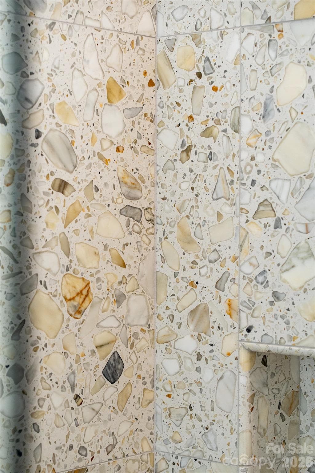 Detail of primary bathroom terrazzo tile. - 6 Roberts Street, Asheville