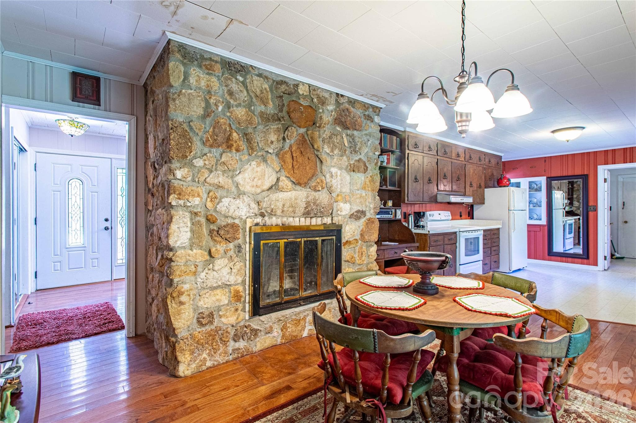 woodburning fireplace in the kitchen - 2586 Kim Miller Road, Lake Toxaway
