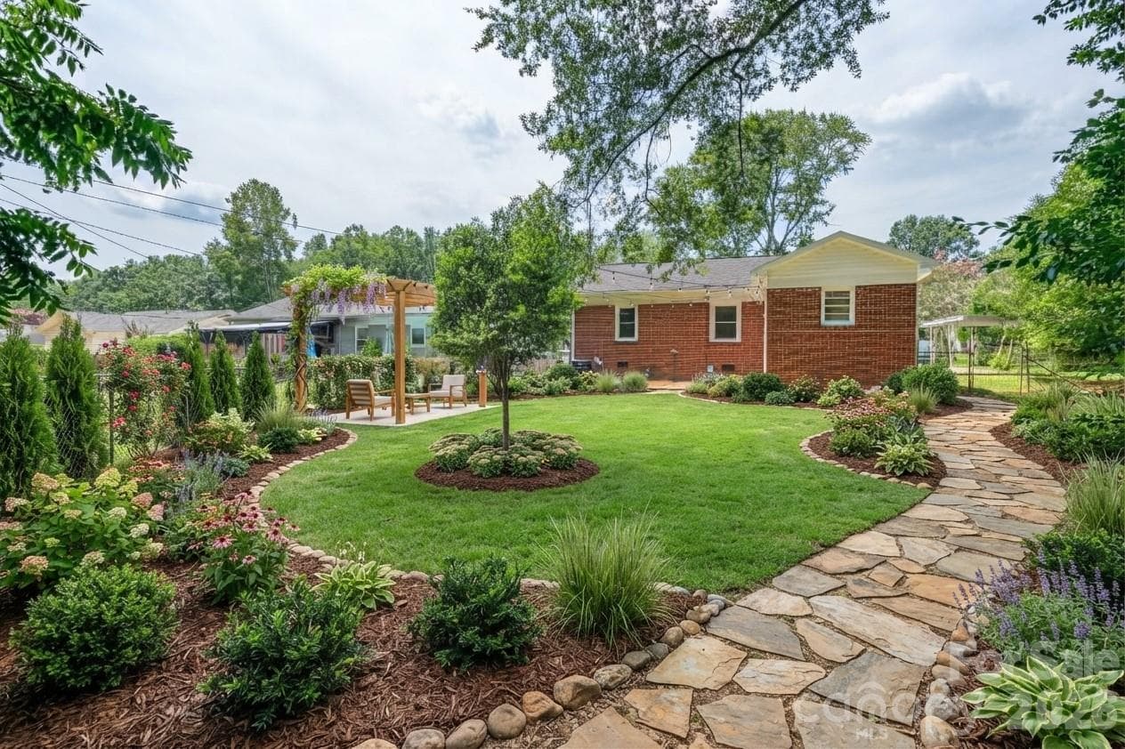 AI Generated to show landscaped backyard - 1062 Dresden Drive W, Charlotte