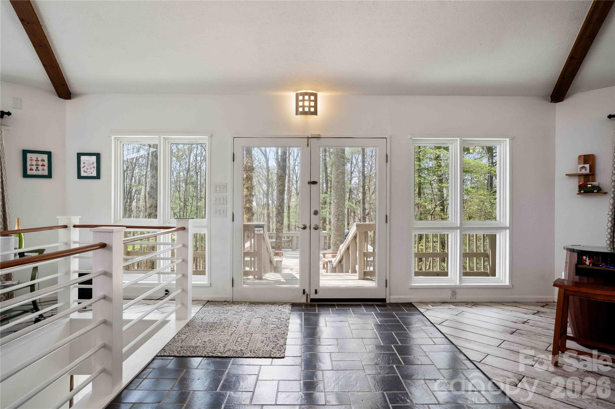 Double door entry from upper deck. Stairwell to the left. - 39 Tatham Road, Hendersonville