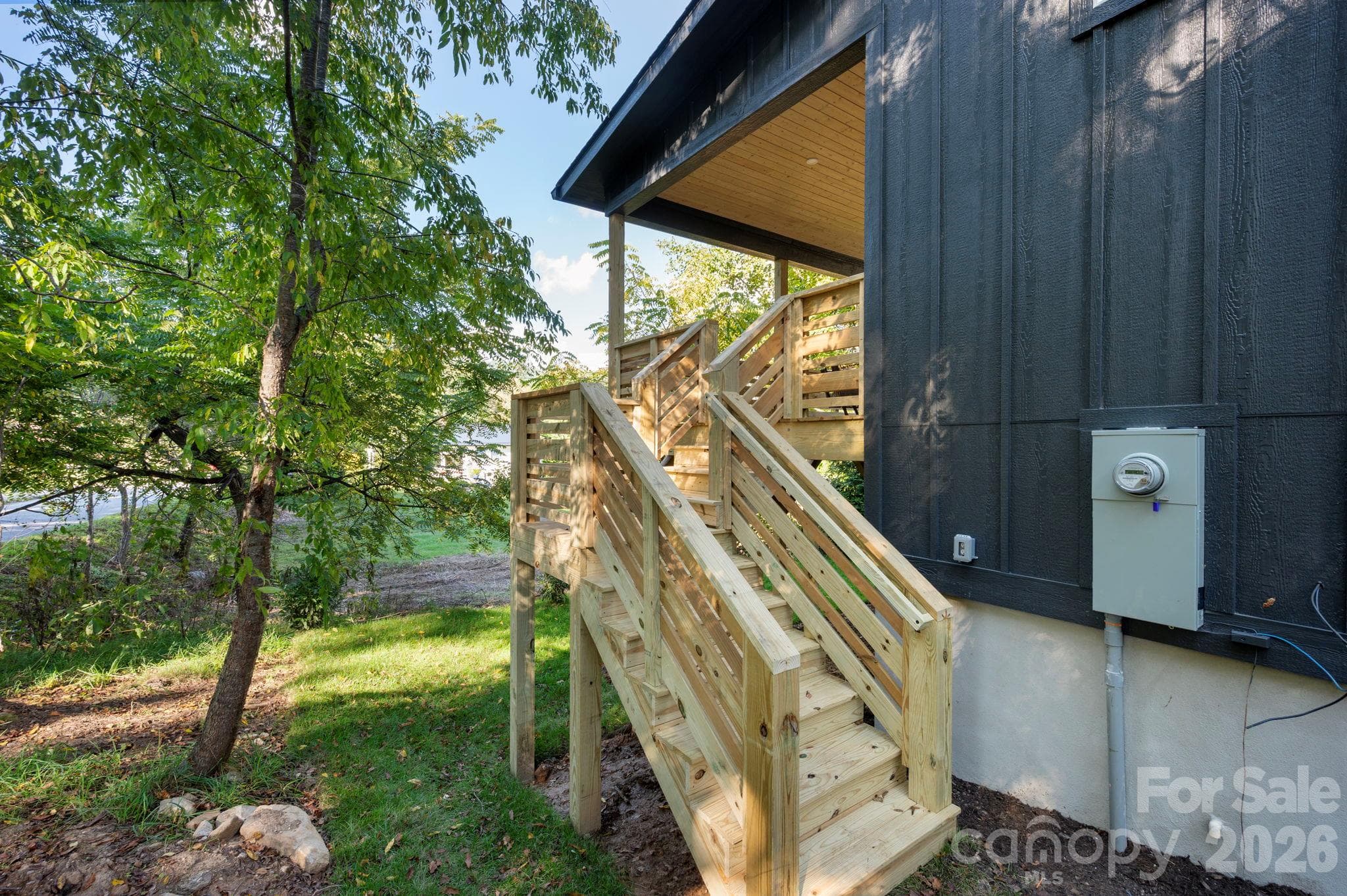 Stairs Connect Deck with Yard - 50 Byrd Road, Black Mountain