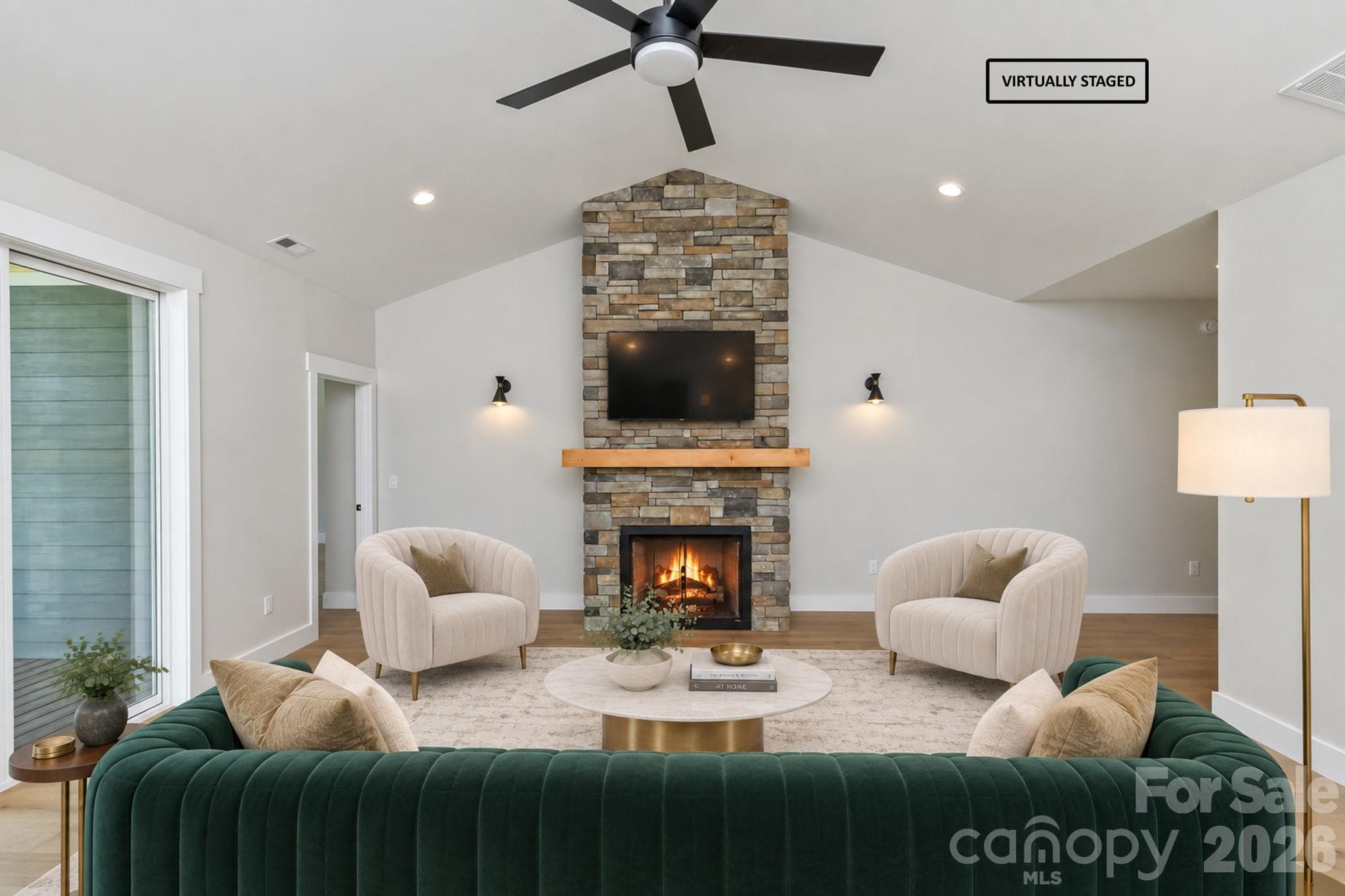 V-Staged towards Fireplace - 148 Triple Fairways Drive, Hendersonville