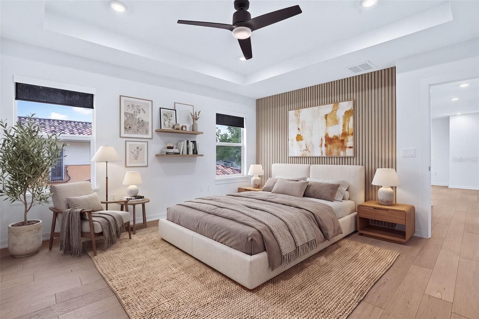 Master Suite-Hardwood Flooring- Tray Ceilings-Bright lighting with window shades. - 5818 1/2 S 6TH ST, TAMPA