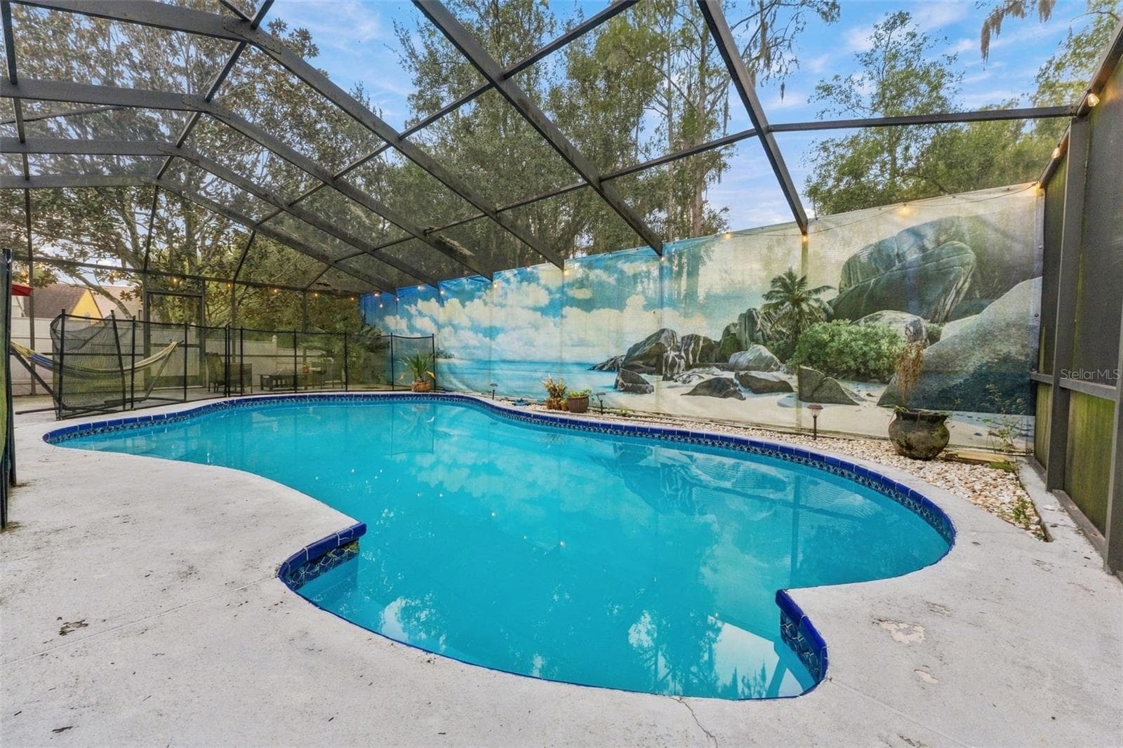 Large covered pool with plenty of privacy - 1621 SPINNING WHEEL DR, LUTZ