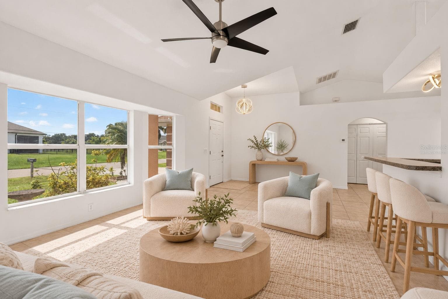 Virtually Staged Living Room and Entry Area - 2184 ONONDAGA LN, PUNTA GORDA