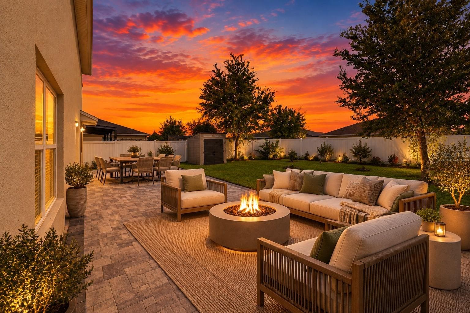 VIRTUALLY STAGED FURNISHINGS AND SUNSET. - 1894 CASSIDY KNOLL DR, KISSIMMEE