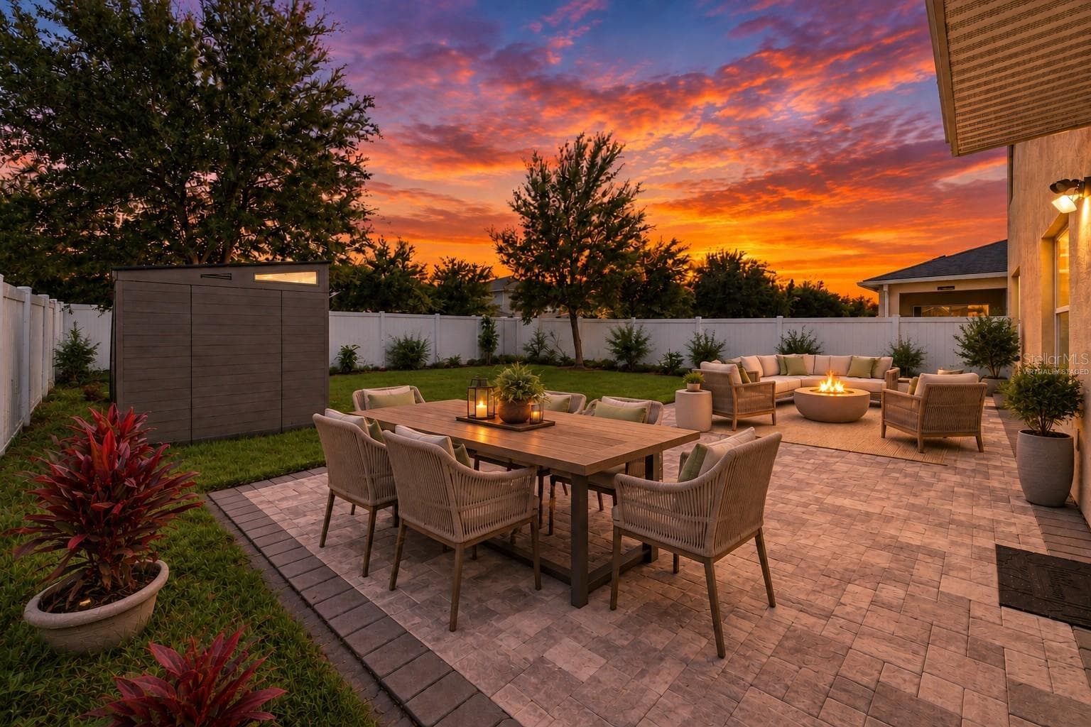 VIRTUALLY STAGED FURNISHINGS AND SUNSET. - 1894 CASSIDY KNOLL DR, KISSIMMEE