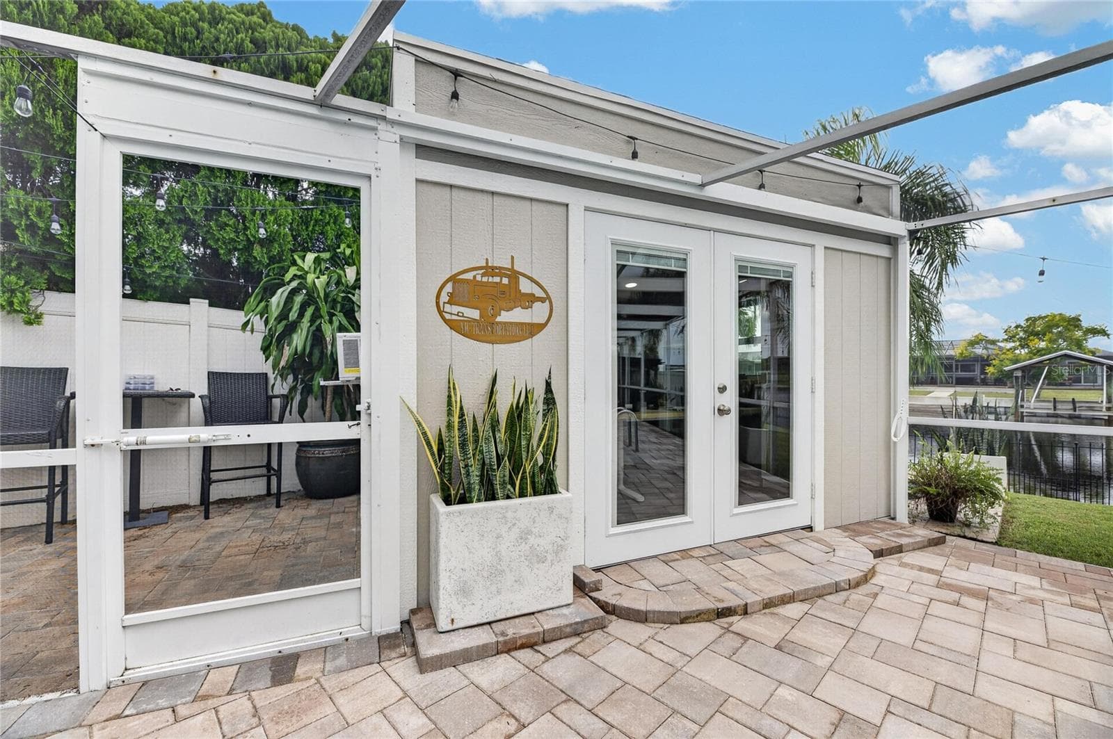Double Full Light French Doors Is Your Private Entrance To Your Detached 132sf Private Office! - 6510 SOLITAIRE PALM WAY, APOLLO BEACH